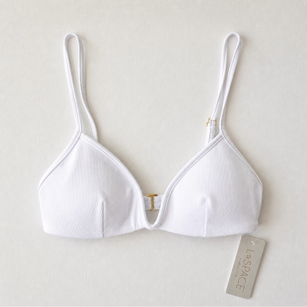 L*SPACE Helena Ribbed Bikini Top White